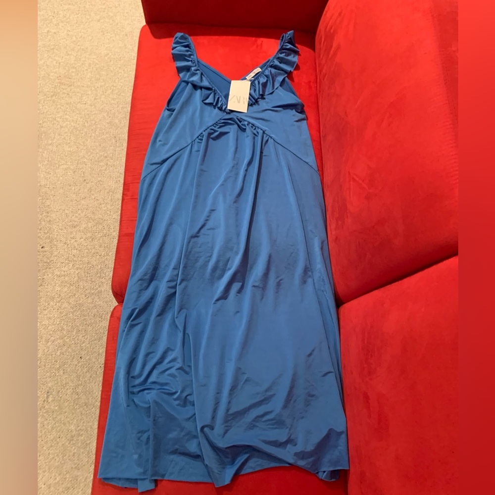 Zara RUFFLED SATIN EFFECT DRESS - Picture 4 of 6